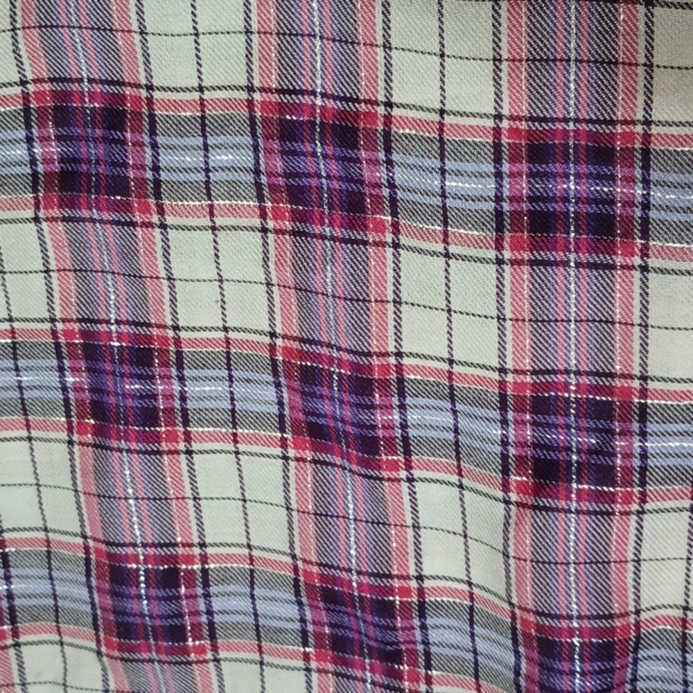 90s VTG 2yd Metallic Woven Fabric Plaid